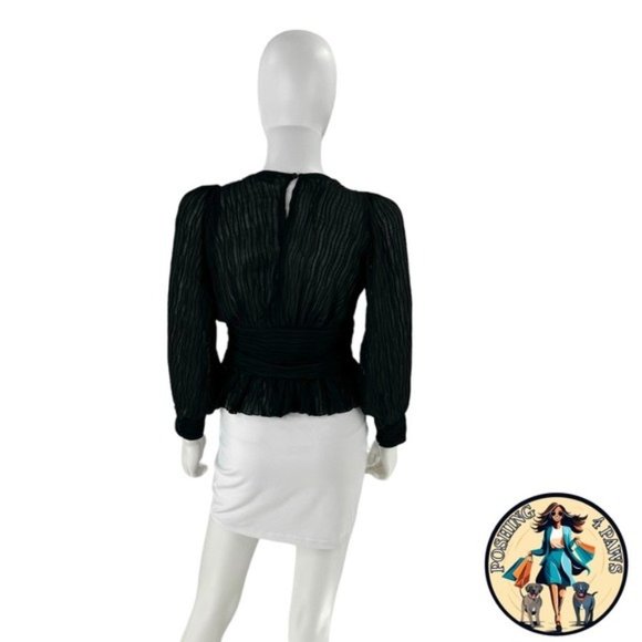 Petal & Pup | NEW Delilah Pleated V Neck Top in Black Size S - Picture 8 of 11